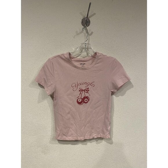 Youngla W401 Vintage Baby tee Womens Small Pink Cherry Graphic Casual Cute - Picture 2 of 4